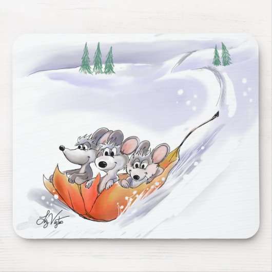 Mic, Mac & Moe's Winter Holiday Landscape Mousepad (Vorne)