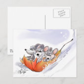 Mic, Mac & Moe's Winter Holiday Postkarte (Vorne/Hinten)