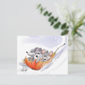 Mic, Mac & Moe's Winter Holiday Postkarte (Stehend Vorderseite)