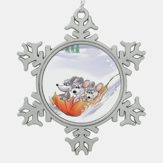 Mic, Mac & Moe's Winter Pewter Snowflake Ornament (Vorderseite)