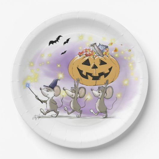 Mic, Mac u. Moes glückliches Halloween Pappteller (Vorderseite)