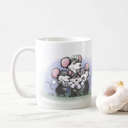 Mic, Mac und Moe's Happy Mother's Day Illustration Kaffeetasse (Mit Donut)