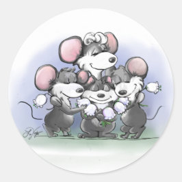 Mic, Mac und Moe's Happy Mother's Day Illustration Runder Aufkleber