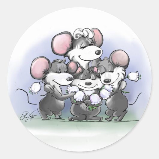 Mic, Mac und Moe's Happy Mother's Day Illustration Runder Aufkleber (Vorderseite)