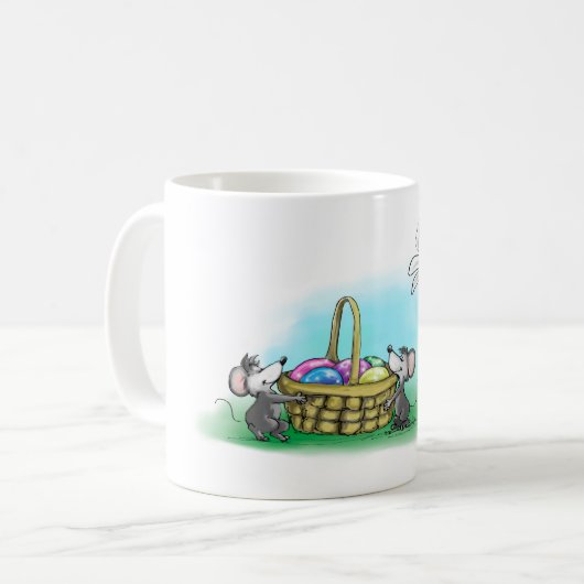 Mic, Mac und Moe's Happy Oaster Kaffeetasse (Vorderseite Links)