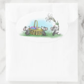 Mic, Mac und Moe's Happy Oaster Ovaler Aufkleber (Tasche)