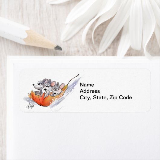 Mic, Mac und Moe's Winter Holiday Address Labels (Insitu)