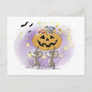 Mic & Mac's fröhliche Halloween Pumpkin-Leckereien Postkarte