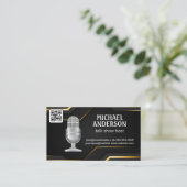 Mic | Podcast-Host | QR-Code Visitenkarte (Stehend Vorderseite)