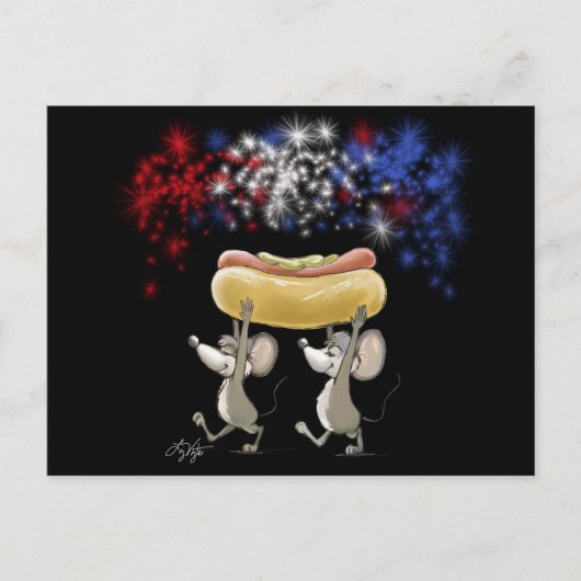 Mic und Mac's 4. Juli Nachts Picnic Postkarte (Vorderseite)