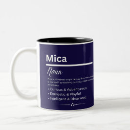 Mica, Girl Personalized Name Definition Mug Zweifarbige Tasse