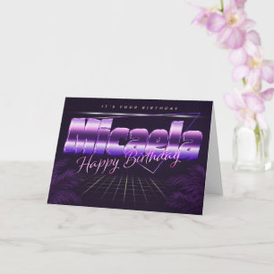 Micaela Name Vorname lila retro Karte Geburtstag