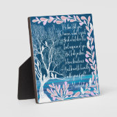 Micah 6:8 Aquamarines Blaues Blaues Baum Vogelbibe Fotoplatte (Vorderseite)