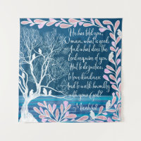 Micah 6:8 Aquamarines Blaues Blaues Baum Vogelbibe