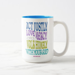 Micah 6:8 Colorful Scripture Customizable Zweifarbige Tasse