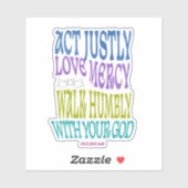 Micah 6:8 Colorful Scripture Vinyl Aufkleber (Blatt)