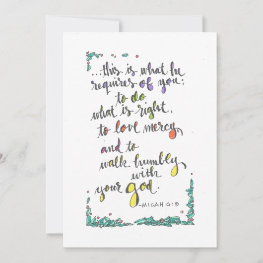MICAH 6:8 MITTEILUNGSKARTE (Vorderseite)
