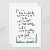 MICAH 6:8 MITTEILUNGSKARTE (Vorne/Hinten)