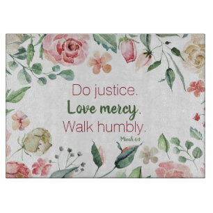Micah 6:8 Pink Floral Wasserfarbe Schneidebrett