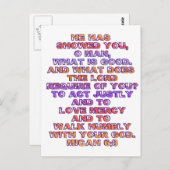 Micah 6:8 postkarte (Vorne/Hinten)