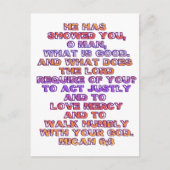 Micah 6:8 postkarte (Vorderseite)