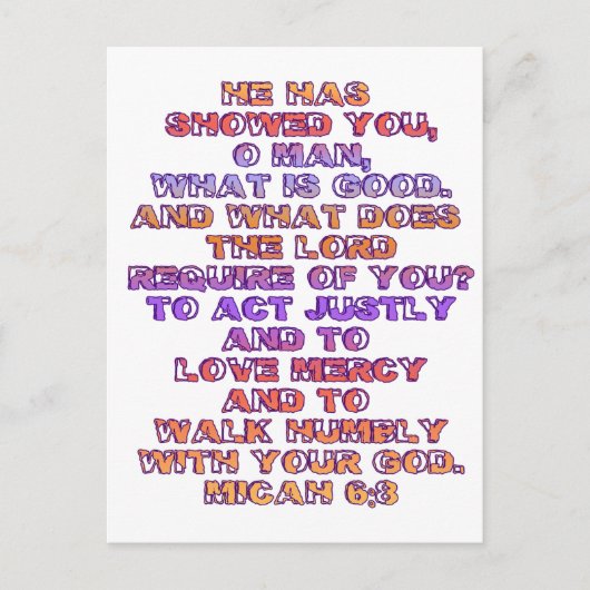 Micah 6:8 postkarte (Vorderseite)