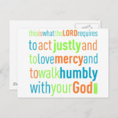 Micah 6:8 postkarte (Vorne/Hinten)