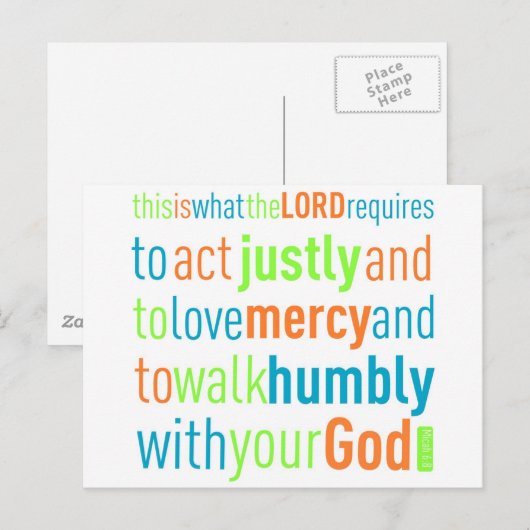 Micah 6:8 postkarte (Vorne/Hinten)