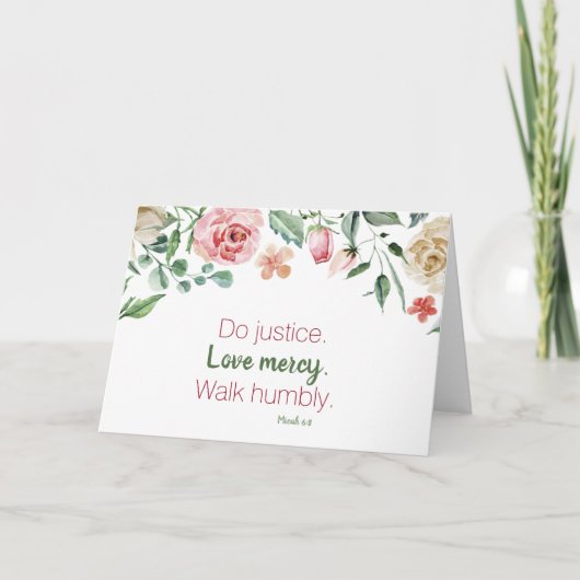 Micah 6:8 Rose und Creme Floral Wasserfarbe (Vorderseite)