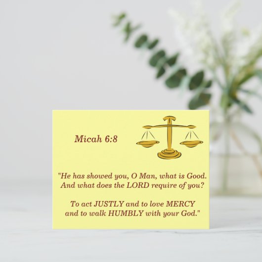 Micah 6 8 Scripting Memory Card Postkarte (Stehend Vorderseite)