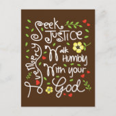 Micah 6 8 Seek Justice Liebe Mercy Walk Humbly Postkarte (Vorderseite)