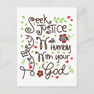 Micah 6 8 Seek Justice Liebe Mercy Walk Humbly Postkarte