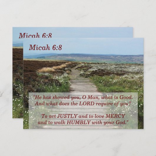 Micah 6:8 Walk Humbly Verse Postkarte (Vorne/Hinten)
