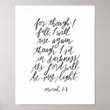 Micah 7:8 Handschrift Bibel Verse Print