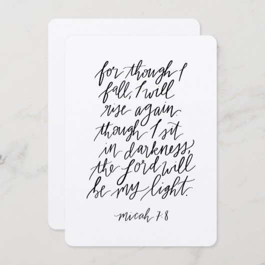 Micah 7:8 Handschrift Bibelverse Dankeskarte (Vorne/Hinten)
