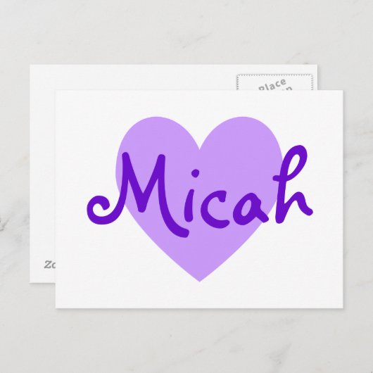 Micah in Lila Postkarte (Vorne/Hinten)