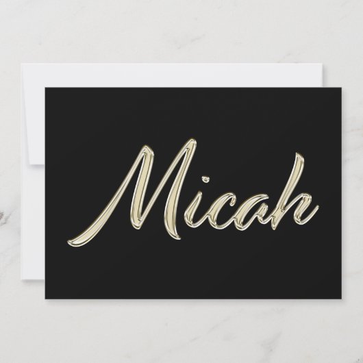 Micah Name white gold Handwriting Karte (Vorderseite)