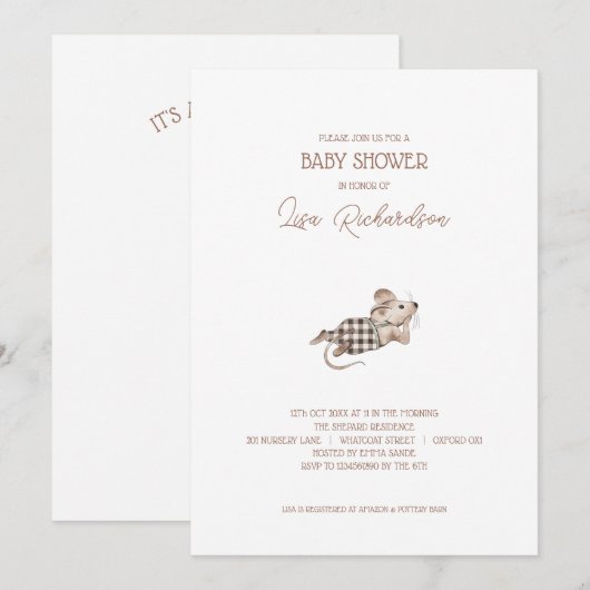 Mice Baby Shower Einladung (Vorne/Hinten)