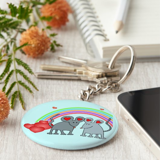 Mice in Love Valentines Schlüsselanhänger (Seite)