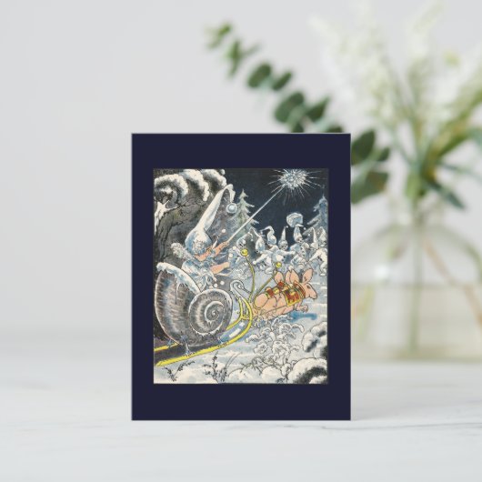 Mice Pulling Snail Muschel Sleigh Postkarte (Stehend Vorderseite)