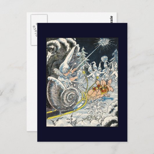 Mice Pulling Snail Muschel Sleigh Postkarte (Vorne/Hinten)