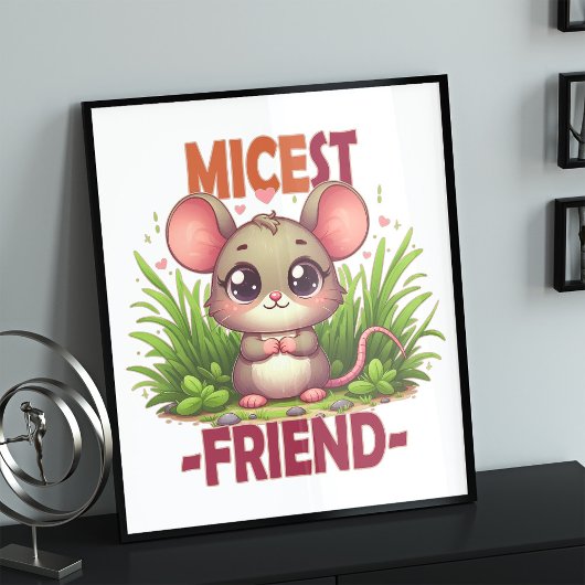 Micest Friend lustige Puppe Niedlich Baby Maus Car Fotodruck