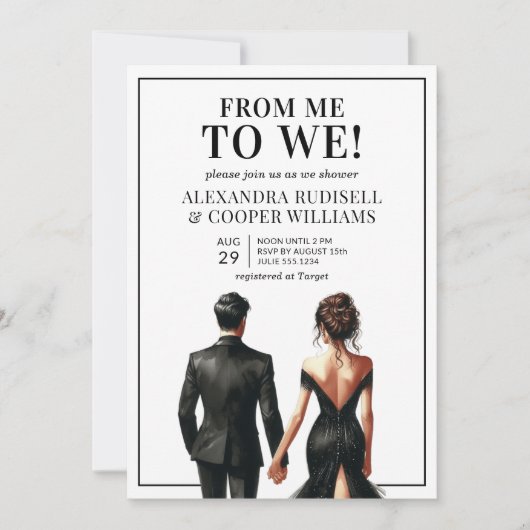 MICH AN WIR | Brautparty für Schwarze und Weiße Pa Einladung (Vorderseite)