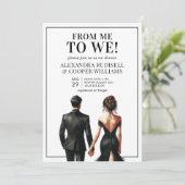 MICH AN WIR | Brautparty für Schwarze und Weiße Pa Einladung (Stehend Vorderseite)