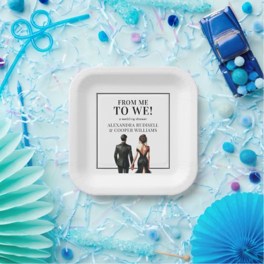 MICH AN WIR | Schwarz und Weiß elegant Pappteller (Party)