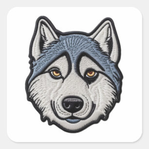 MICH Husky besticktes Design ANBIETEN Quadratischer Aufkleber