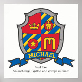 Michael boys M name bedeutet Red Blue Wappen Poste Poster