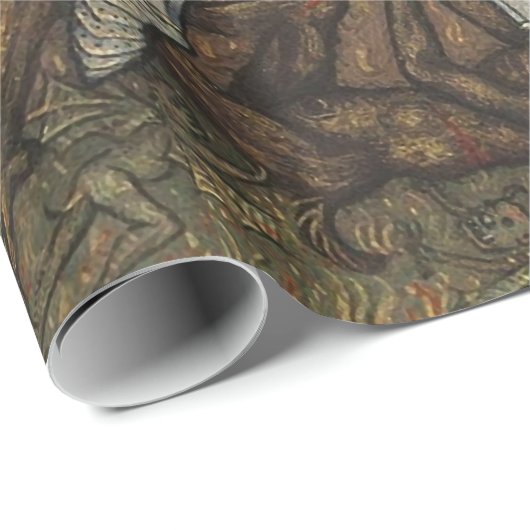 Michael der Erzengel mit dem Teufel, Rote Drachen Geschenkpapier (Rolleneckpunkt)