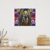 Michael der Erzengel mit dem Teufel, rote Drachen Poster (Küche)