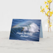 Michael Happy Birthday Surfer mit Regenbogen Karte (Gelbe Blume)